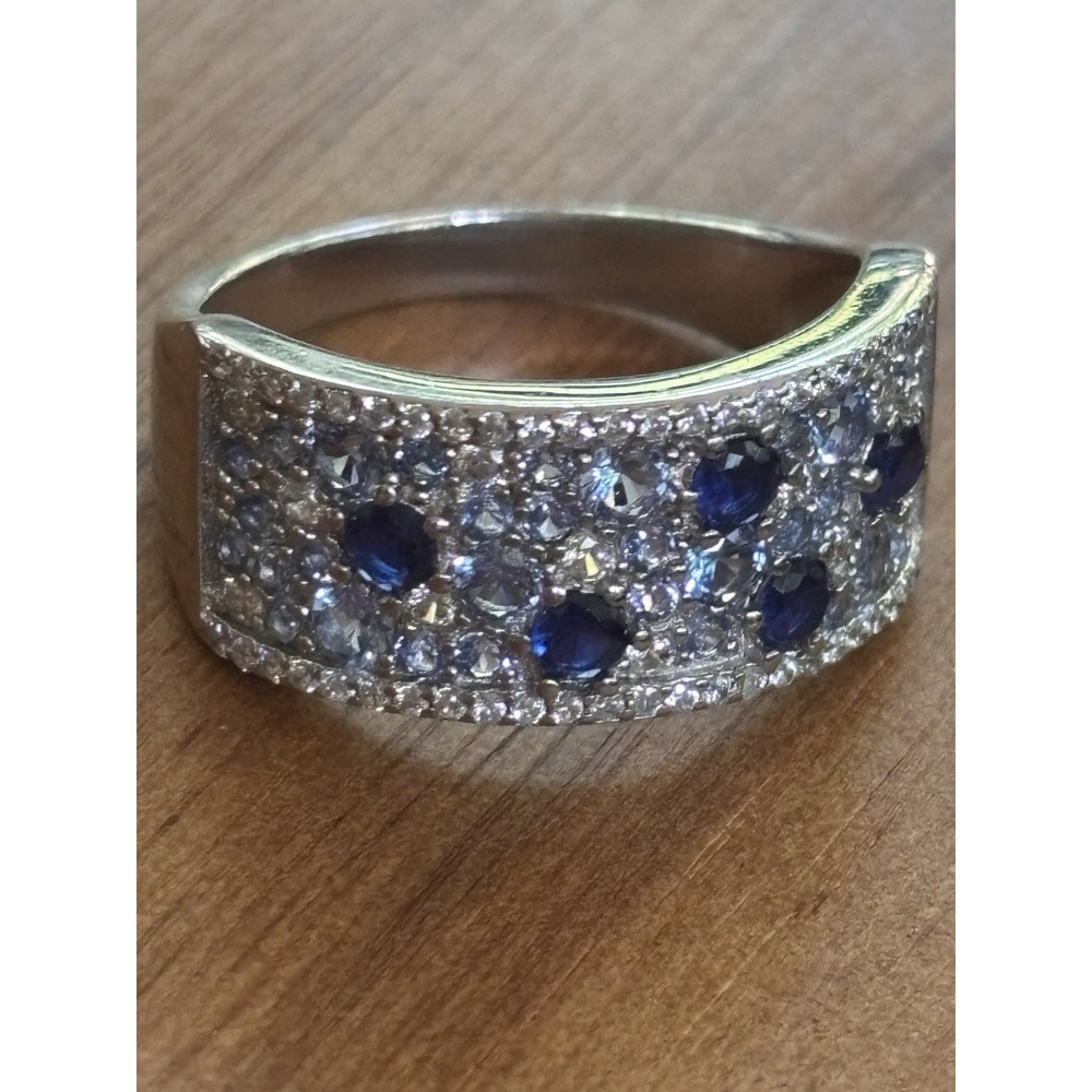 Lab Created Blue Spinel And White Cubic Zirconia Ring Size 9